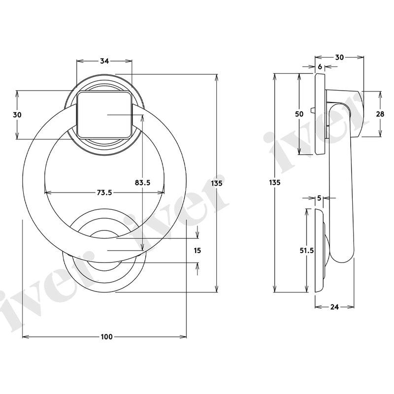 IVER RING DOOR KNOCKER REAR FIX