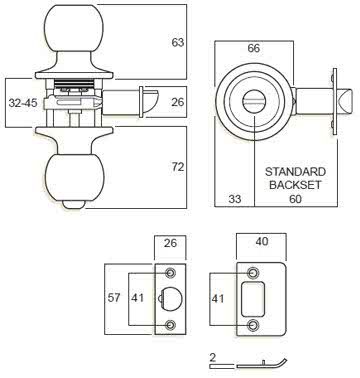 WHITCO W713404 ENTRANCE SET BALL TP Satin Stainless Steel