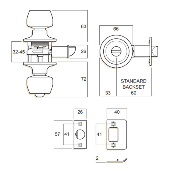 WHITCO W7141045RP ENTRANCE SET BELL TP 5PIN RESTRICTED PROFILE Satin Stainless Steel