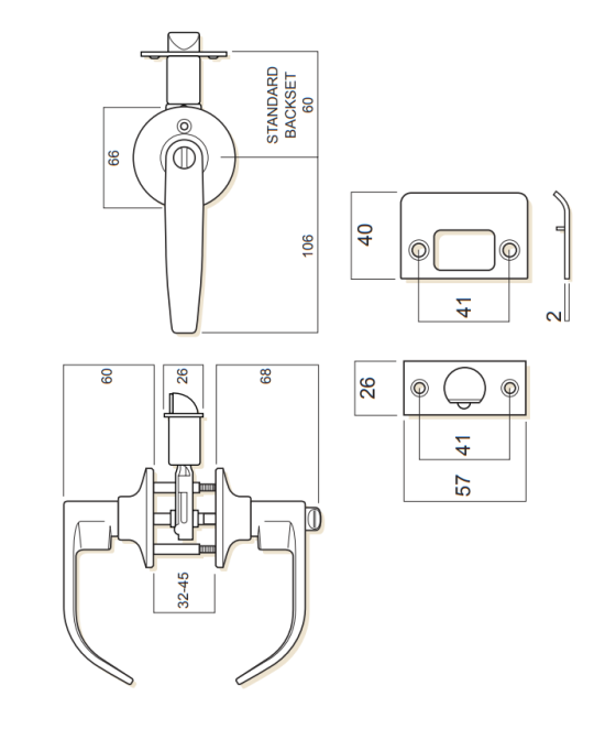 WHITCO W7351055KA ENTRANCE SET BOW TP 5PIN KEYED ALIKE Satin Chrome