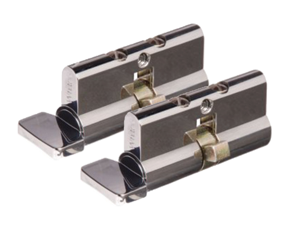 WHITCO W845902 EURO CYLINDER C4 PROFILE WITH NON HANDED TURN KNOB 2 X RKA PK=2 Chrome Plate