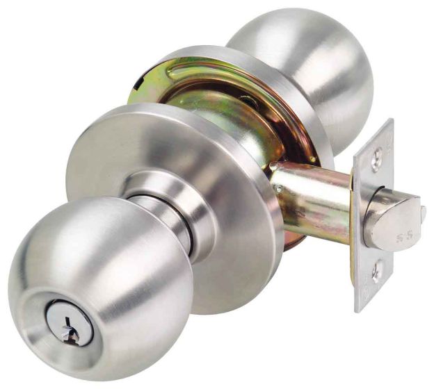 KEY IN KNOB GLASS DOUBLE CYL DOOR SET 60MM TP Satin Stainless