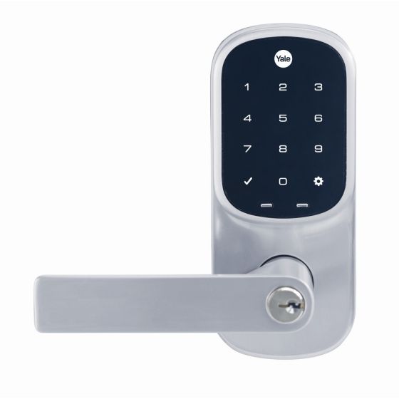 YALE ASSURE KEYED LEVER SATIN CHROME WITH YALE HOME