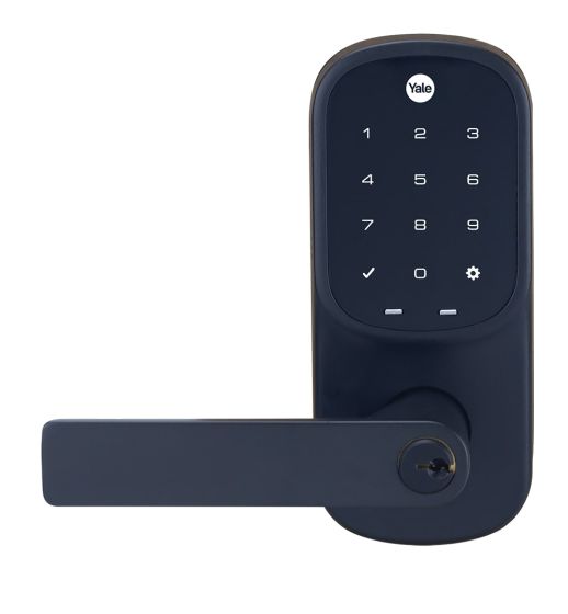 YALE ASSURE KEYED LEVER MATT BLACK WITH YALE HOME MODULE