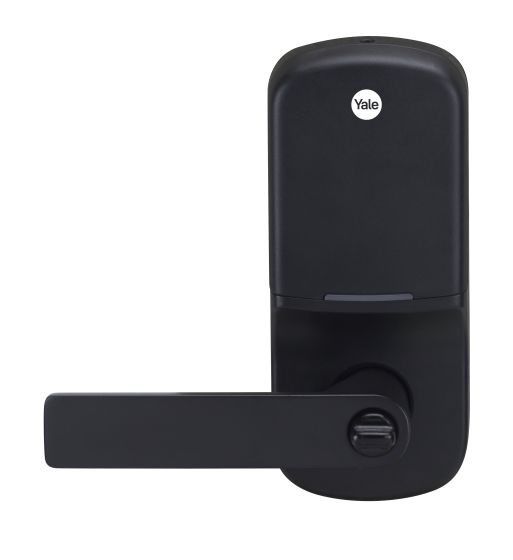 YALE ASSURE KEYED LEVER MATT BLACK WITH YALE HOME MODULE