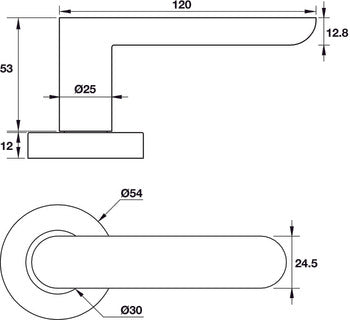 Lever handle, Seacliff, solid PASSAGE SET INCLUDING TUBE LATCH ANTIQUE BRASS