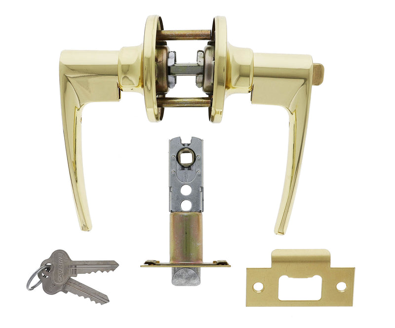 Carbine Kingston SL7000 Tiebolt Standard Entrance Lever set, C4  Keyed to Differ, Boxed, Polished Brass