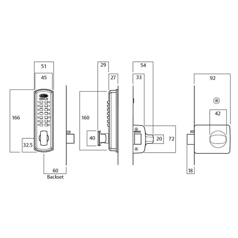 LOCKWOOD 002 DIGITAL LOCK SET FOR METAL AND TIMBER DOORS - AVAILABLE IN VARIOUS FUNCTIONS