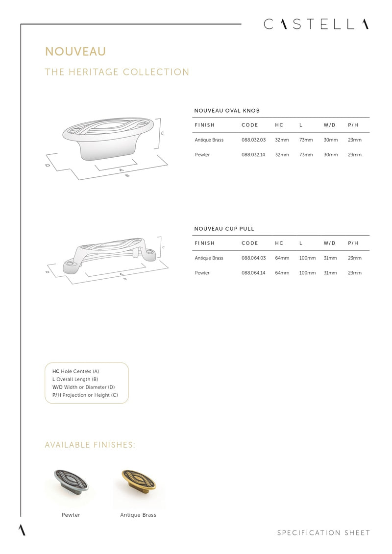 CASTELLA HERITAGE NOUVEAU CUP PULL 64MM