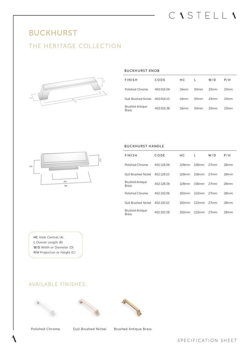 Castella Buckhurst Cabinet Handle