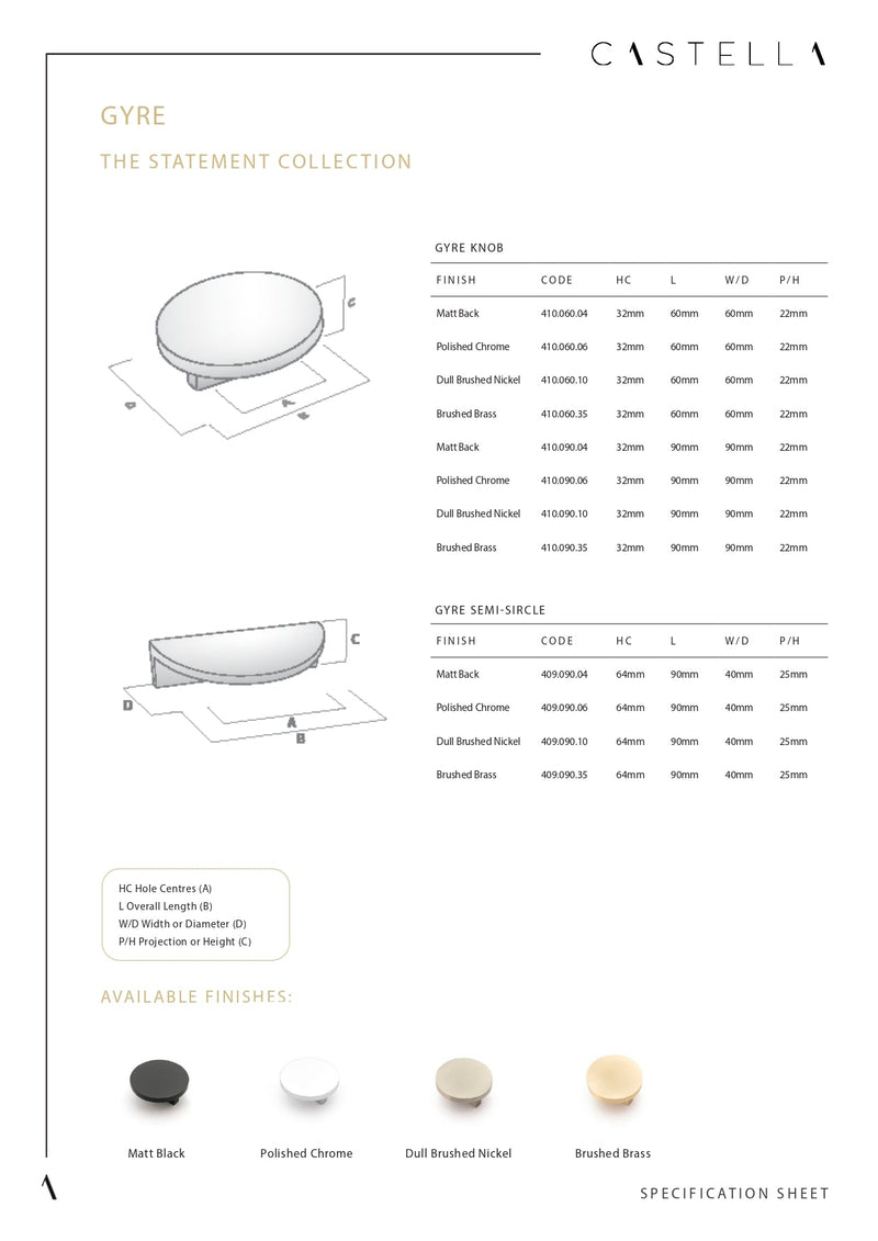 Castella Gyre Cabinet Knob