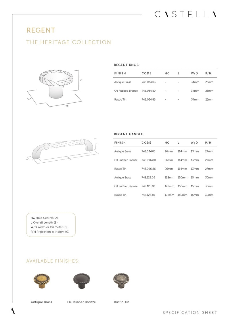 Castella Regent Cabinet Handle