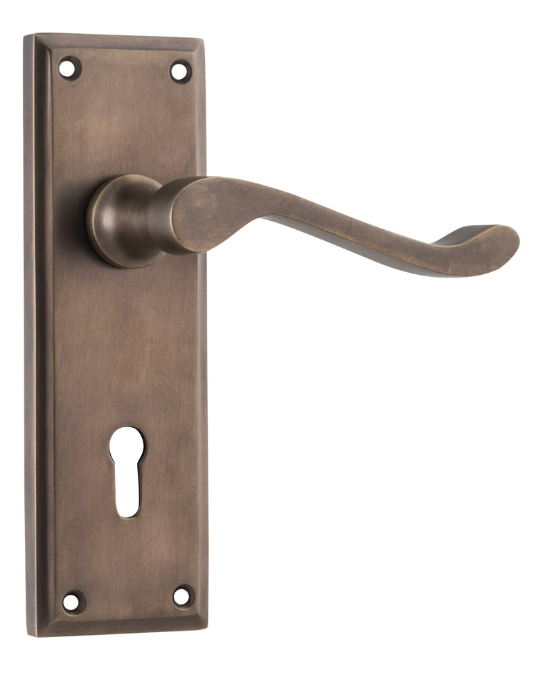 TRADCO CAMDEN DOOR LEVER HANDLE ON RECTANGULAR BACKPLATE