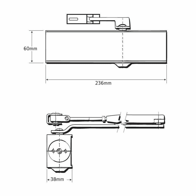 BRITON DOOR CLOSER BNT-1120B-HO-SE HOLD OPEN EN2-4 SILVER