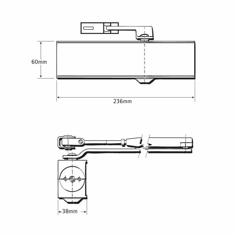 BRITON BNT-1120B-SE ADJUSTABLE DOOR CLOSER EN2-4 BACK CHECK SILVER