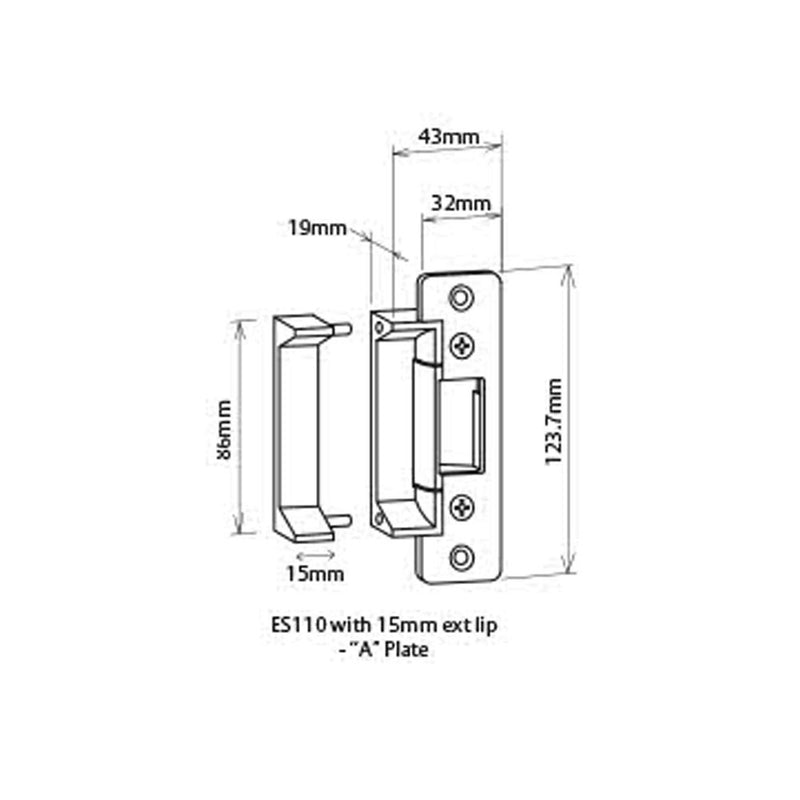 LOCKWOOD PADDE ELECTRIC STRIKE 12/24V FAIL SAFE SECURE WEATHER RESIST 100111-060