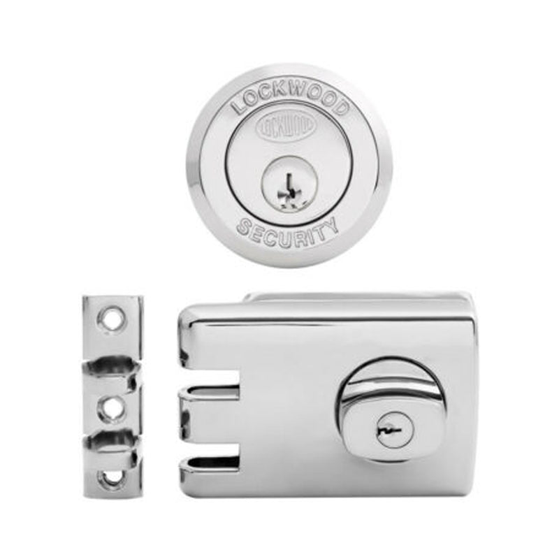 LOCKWOOD 355 DOUBLE CYLINDER DEADLOCK SATIN CHROME PEARL FOR TIMBER & METAL FRAME 355NSP