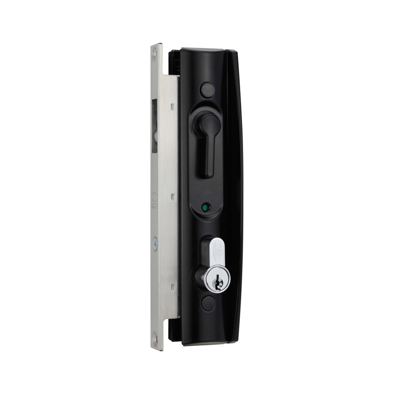 LOCKWOOD 8653 SLIDING SECURITY DOOR LOCK BLACK WITH CYLINDER 8653BLKDP