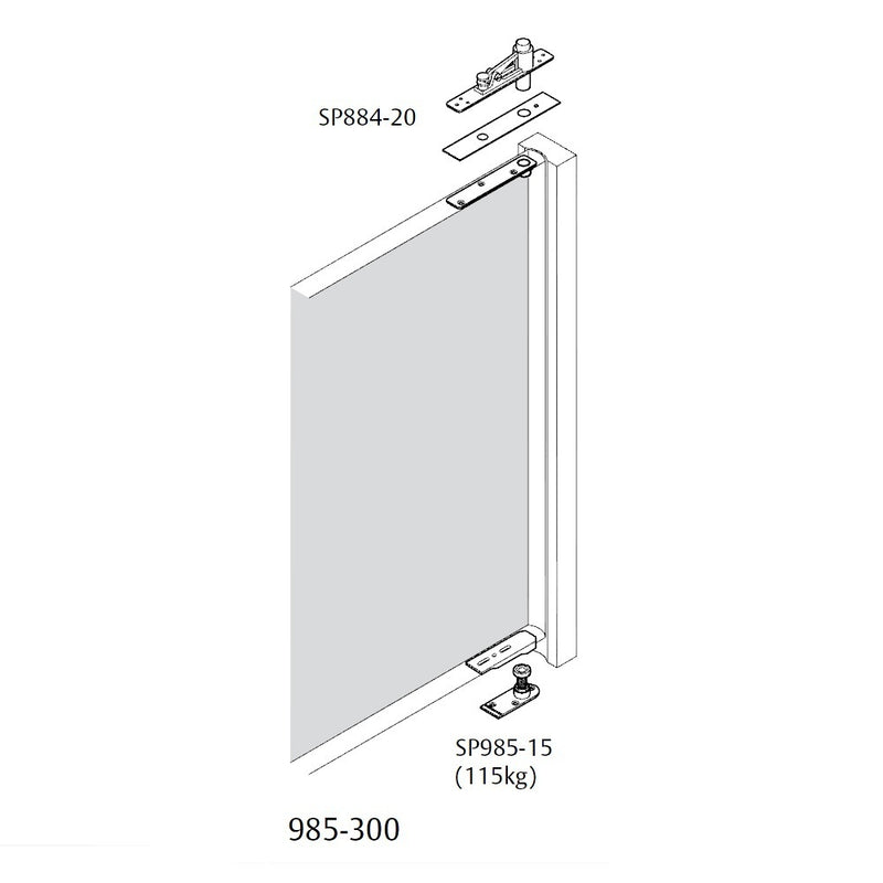 Lockwood 985-300SSS Aluminium Timber Door Hinge Pivot Kit