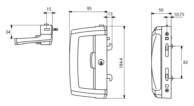 LOCKWOOD ONYX SLIDING PATIO DOOR LOCK SLIM OUTER PULL BLACK 9A1A2/5PBLK