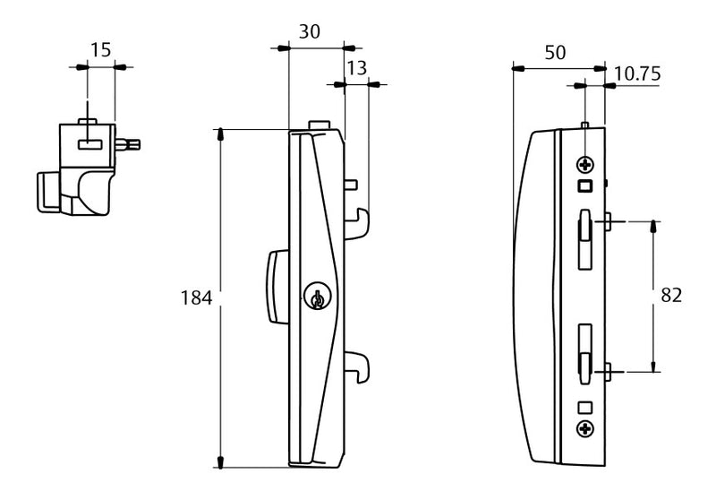 Lockwood Onyx 9A3A2/5PSIL Sliding Patio Door Lock