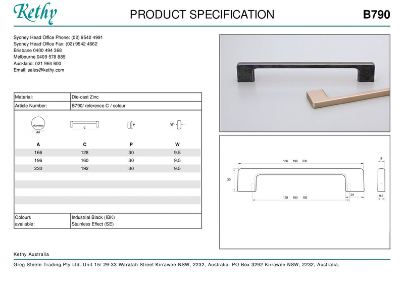 KETHY B790 DIXON CABINET HANDLE 160mm