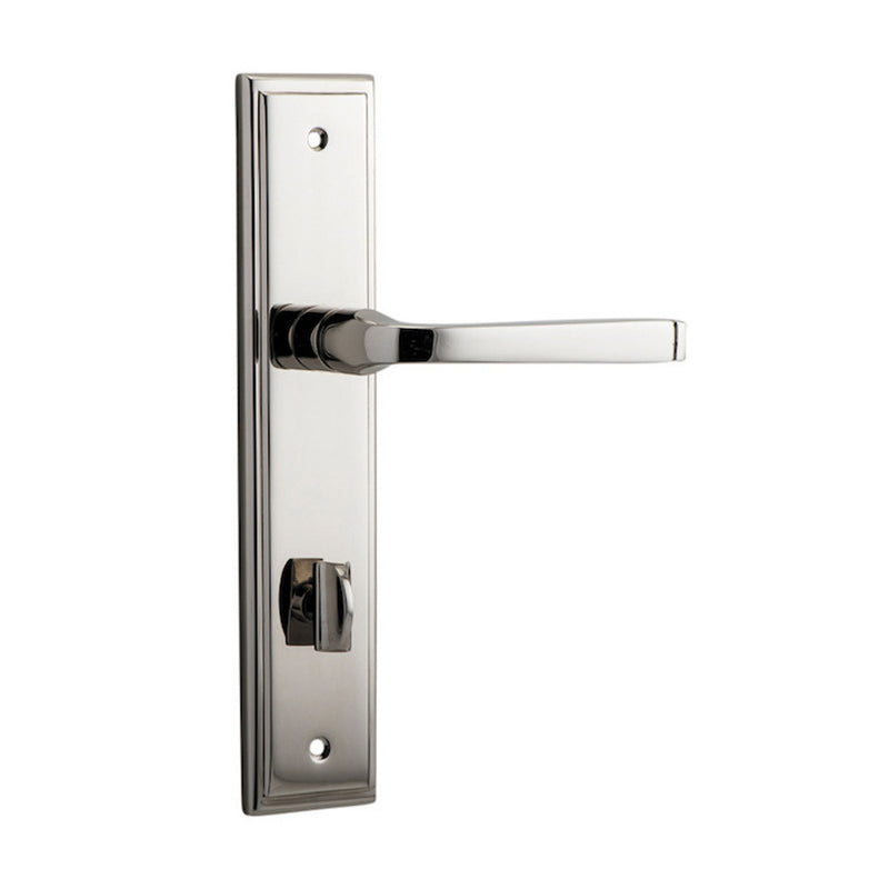 IVER ANNECY DOOR LEVER HANDLE ON STEPPED BACKPLATE POLISHED NICKEL - CUSTOMISE TO YOUR NEEDS