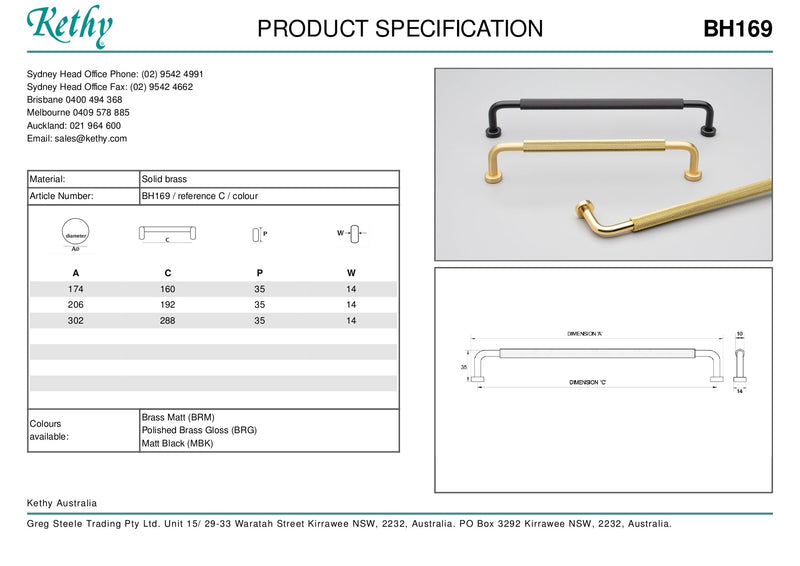 KETHY BH169 ROUNDED BUGLE CABINET HANDLE 288MM