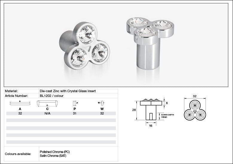 KETHY BL1202 CABINET RIGEL CLUSTER KNOB 3 STONE