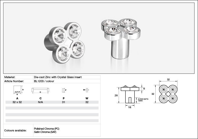 KETHY BL1203 CABINET RIGEL CLUSTER KNOB 4 STONE