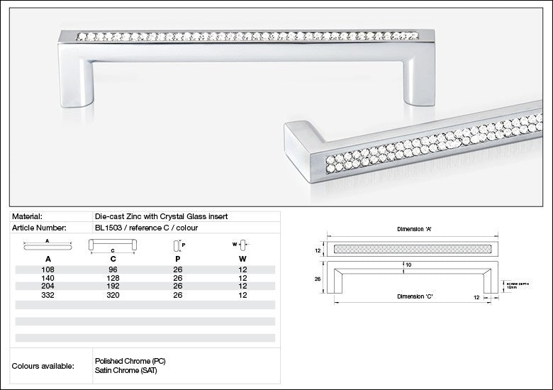 KETHY BL1503 CABINET ANKAA HANDLE 320MM MULTI STONE