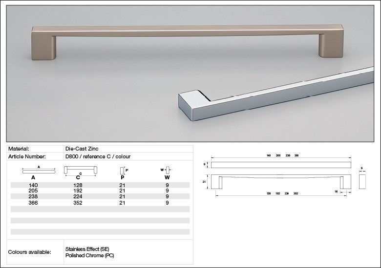 KETHY D800 CABINET EATON HANDLE 128MM