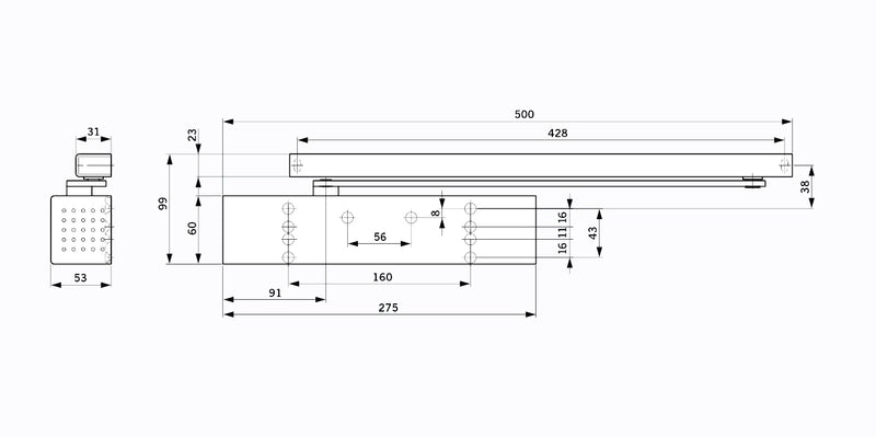 DORMA DOOR CLOSER PUSH SIDE EN1-5 FIRE RATED SILVER INC ANGLE BRACKET& ARM TS92G24GNAB