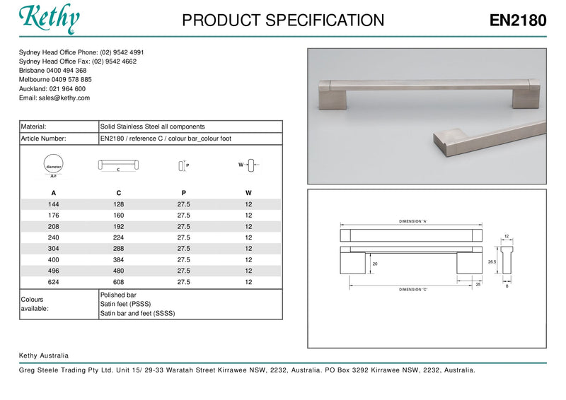 KETHY EN2180 CABINET MURRAY ENVIRO 12MM HANDLE