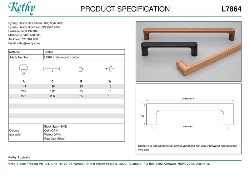 KETHY L7864 CABINET PINTA HANDLE 128MM