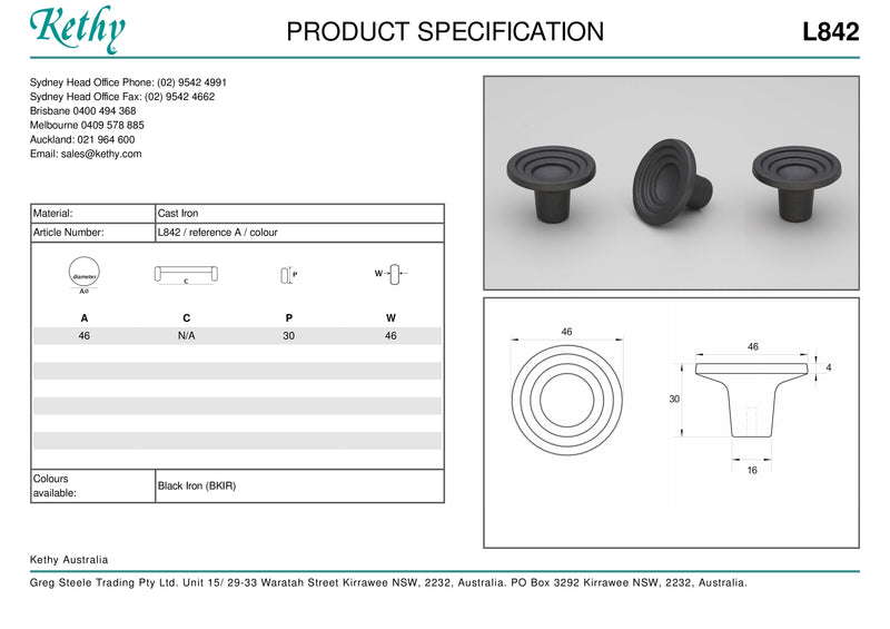 KETHY L842 IRON KNOB 46MM