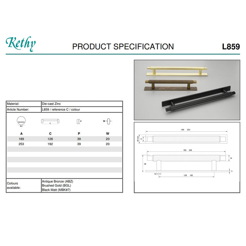 KETHY L859 HERNING HANDLE 192MM