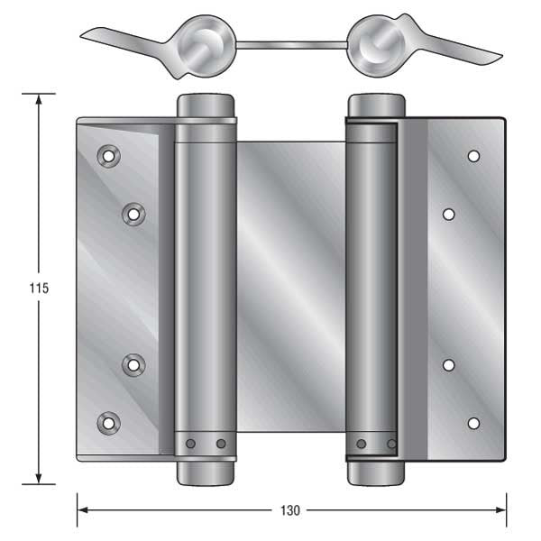 HFH DOOR HINGE 4150-104 DOUBLE ACTION SPRING 100MM SATIN CHROME PAIR