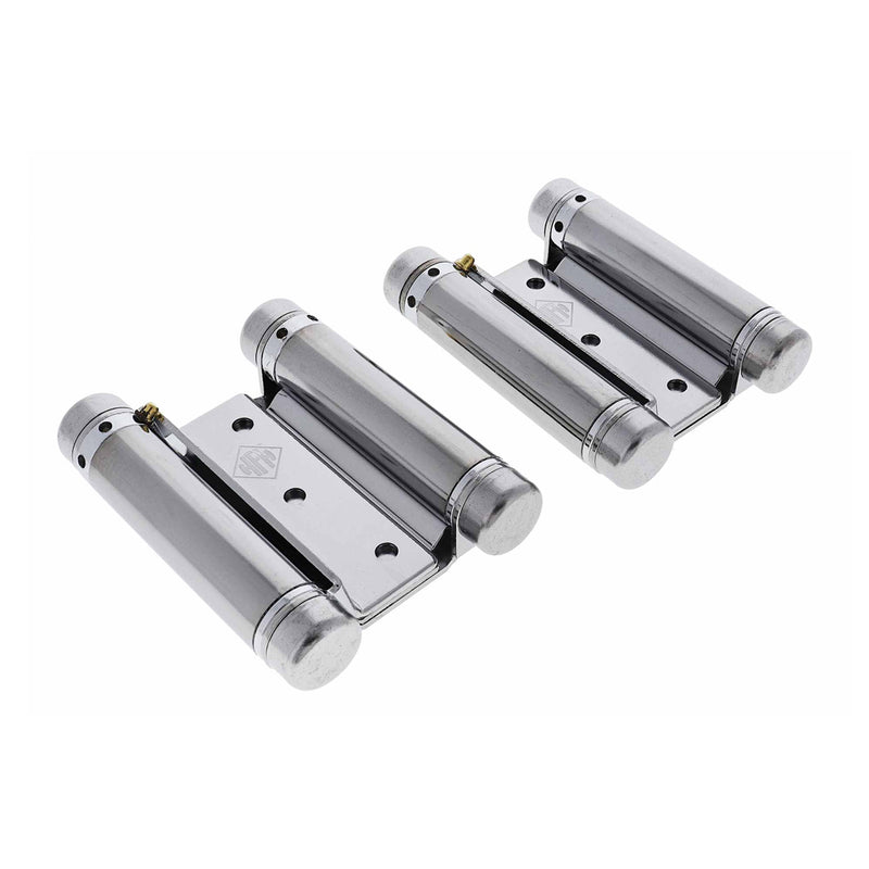 HFH DOOR HINGE DOUBLE ACTION SPRING 75MM POLISHED CHROME 4150-753 *PAIR*