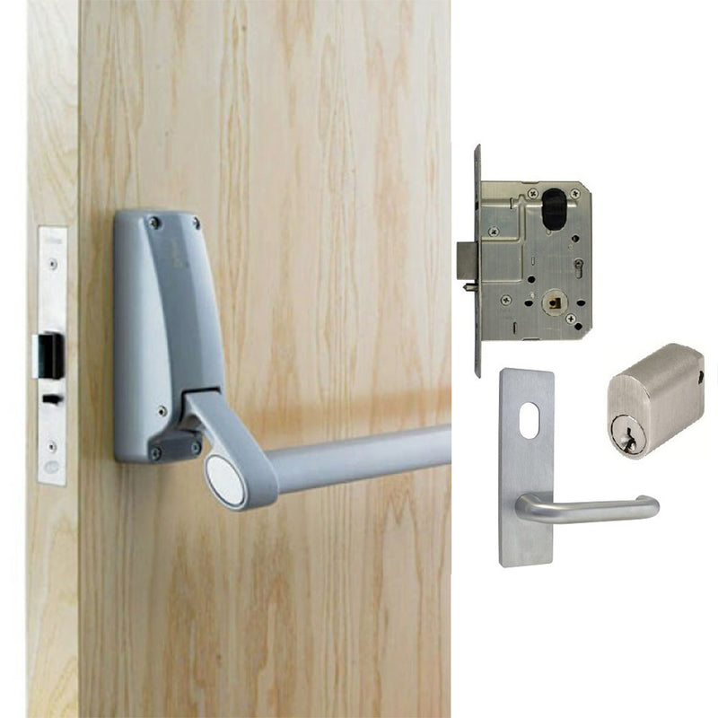 BRITON EXIT DOOR PACK B379 PANIC BAR MS2 MORTICE LOCK KEY ENTRY ACCESS ONLY