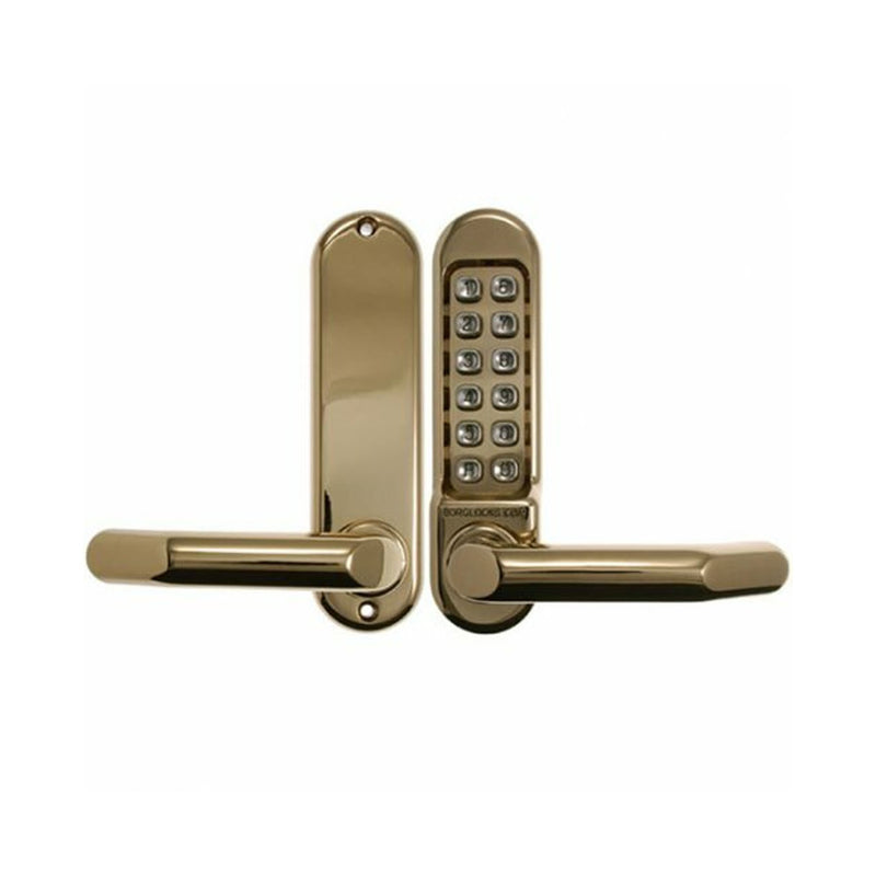 BORG DIGITAL DOOR LOCK KEYLESS ENTRY FIRE RATED POLISHED BRASS BL5001PB