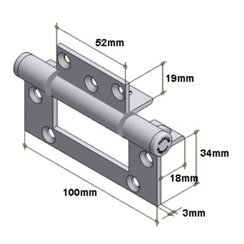 MCCALLUM ALUMINIUM INTERFOLD FAST-FIX HINGE 100MM SATIN NATURAL ANODISED A124